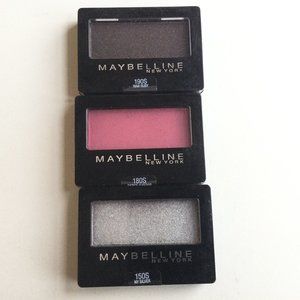 Set of 3 Maybelline Expertwear Shadow NY Silver  Fierce Fuschia Raw Ruby